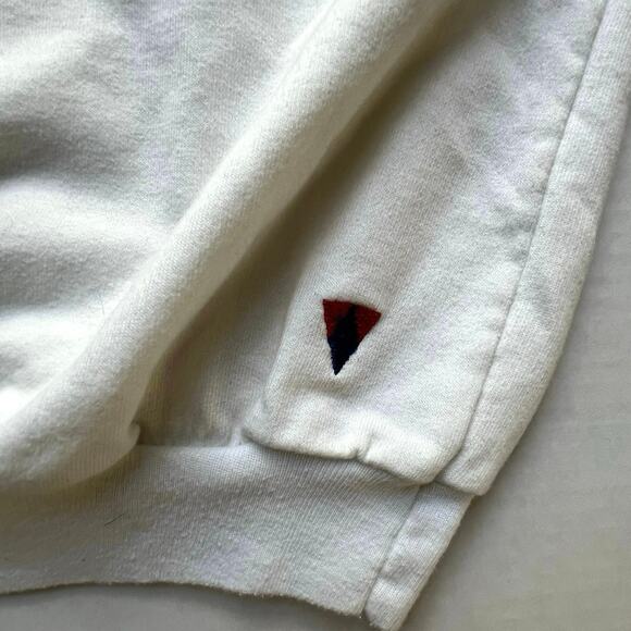 Vintage Jantzen Striped USA Made Short Sleeve V Neck Sweatshirt Pullover White L - Picture 5 of 6